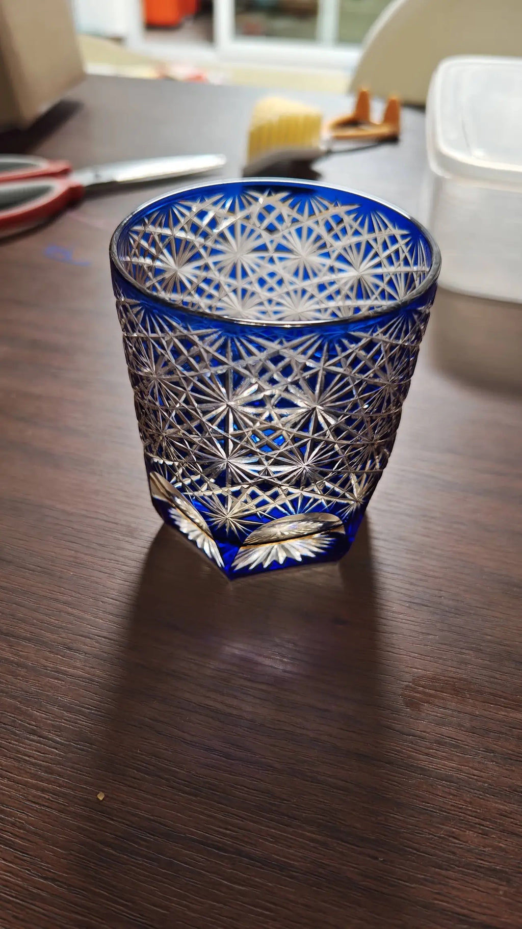 Hand-Cut Glass Tumbler | Luxury Two-Color Crystal Cup | Handcrafted Artwork